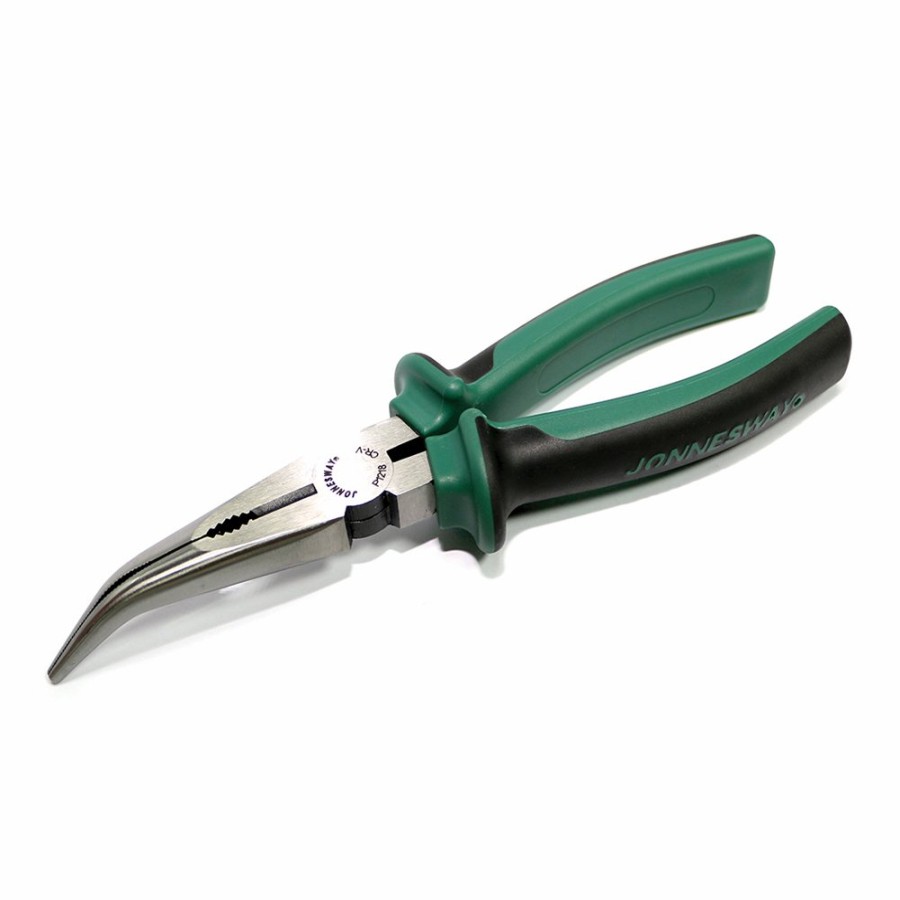 Cutting & Abrasives Jonnesway Tools | Jonnesway Bent Long Nose Pliers With Side Cutter 8" Non Slip Grip High Quality Tools