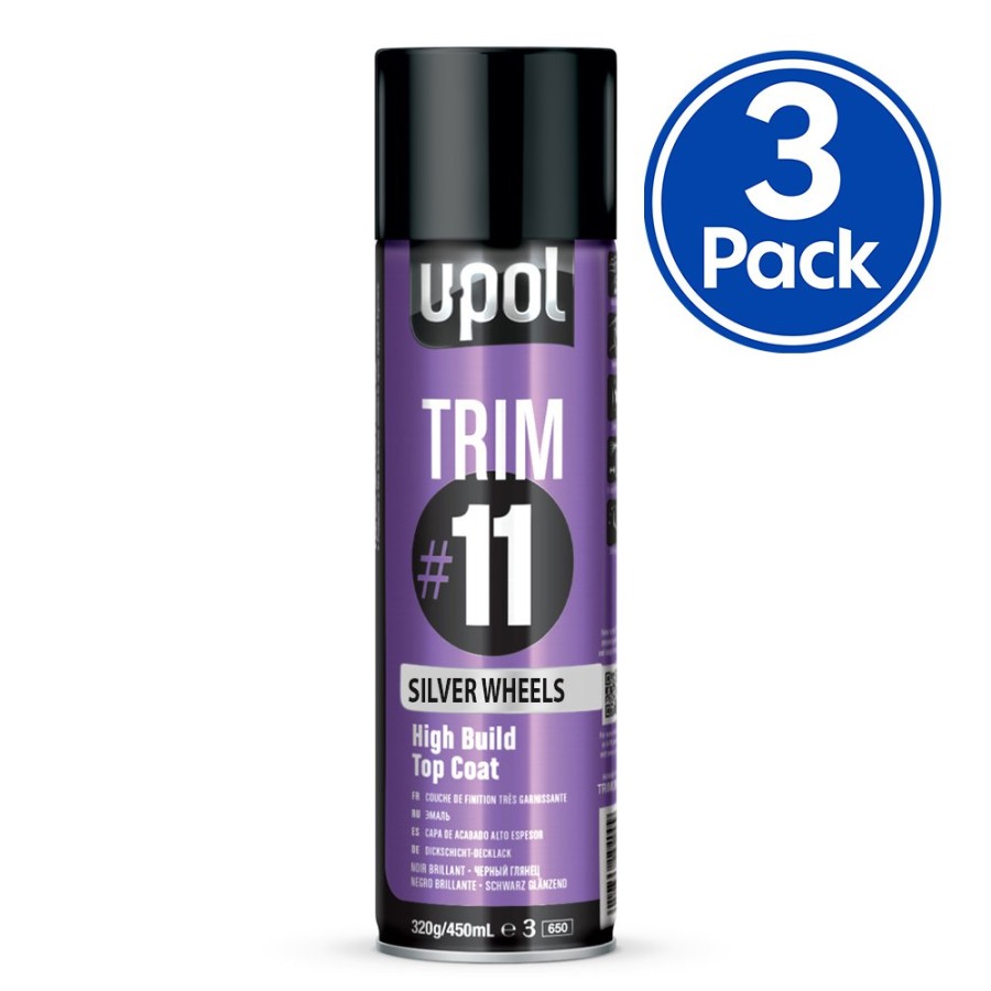 Paint U-POL Bumper & Trim | U-Pol Trim #11 High Build Top Coat 450Ml Silver Wheels (Light) X 3 Pack