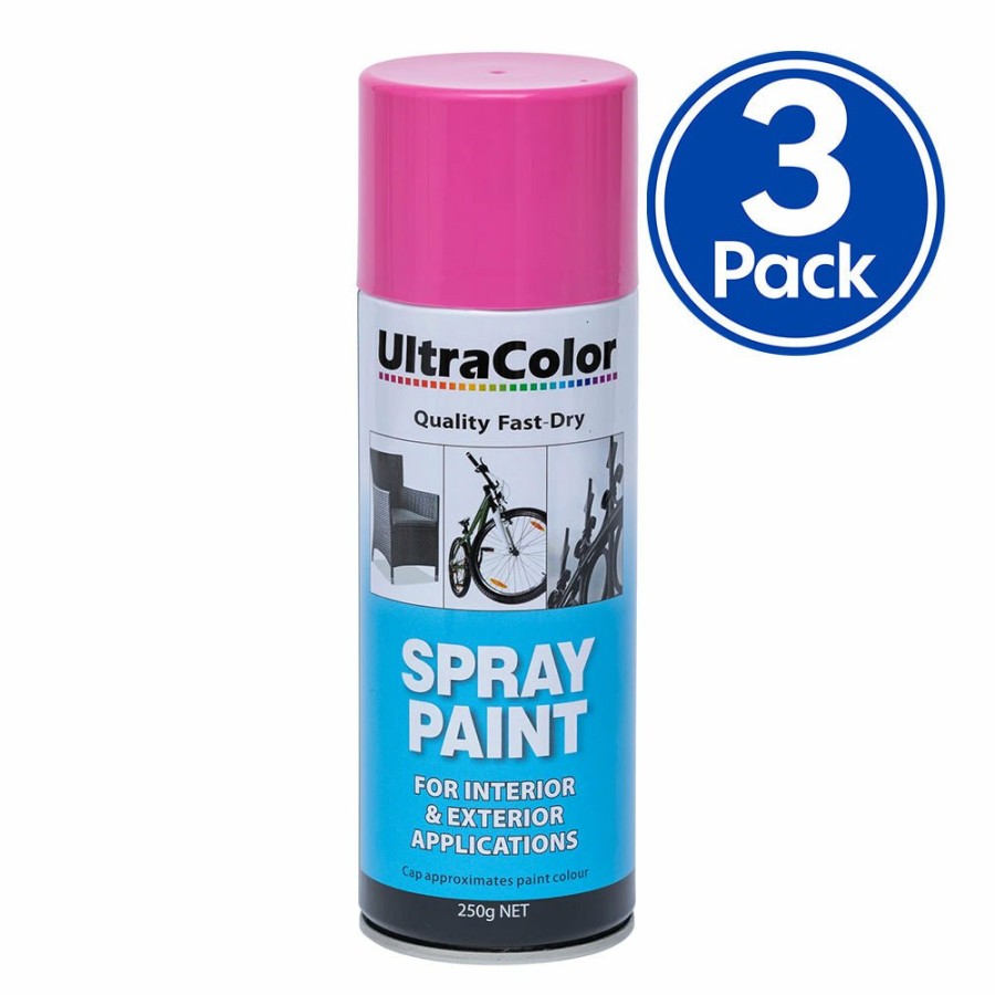 Paint UltraColor Topcoats | Ultracolor Spray Paint Fast Drying Interior Exterior 250G Rose Pink X 3 Cans