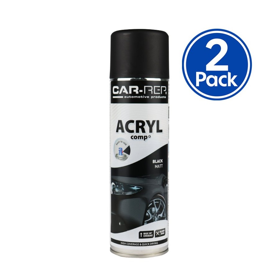 Paint Car-Rep Top Coats | Car-Rep Professional Automotive Matt Acrylic Aerosol 500Ml Black X 2 Pack