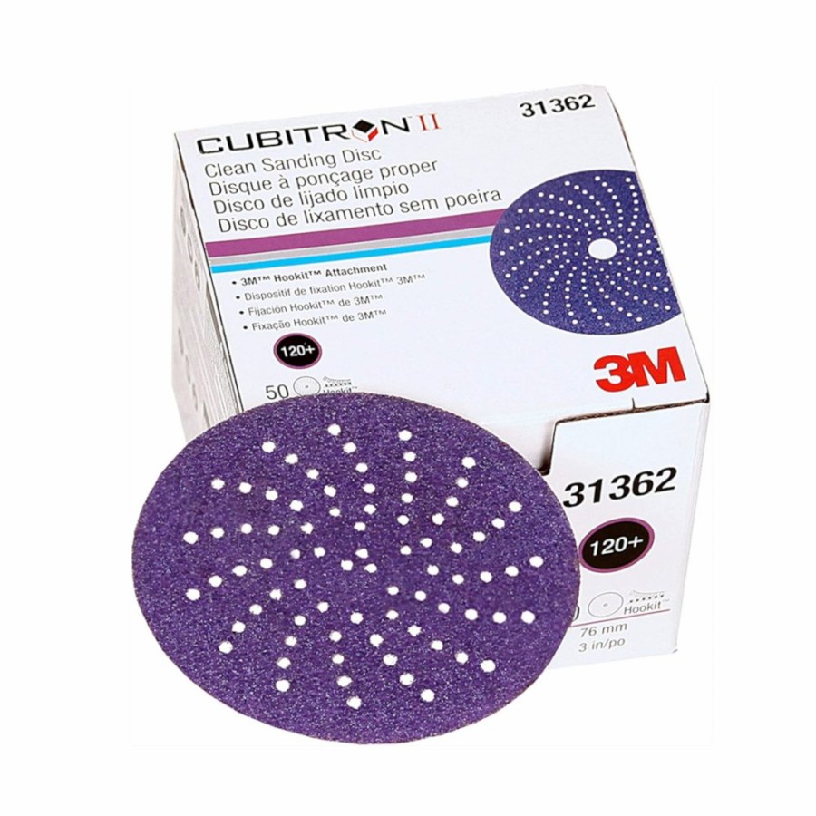 Cutting & Abrasives 3M Discs | 3M Hookit Purple Sanding Disc Multihole 3 Inch 75Mm 120G 31362 Sandpaper X 50 Pack