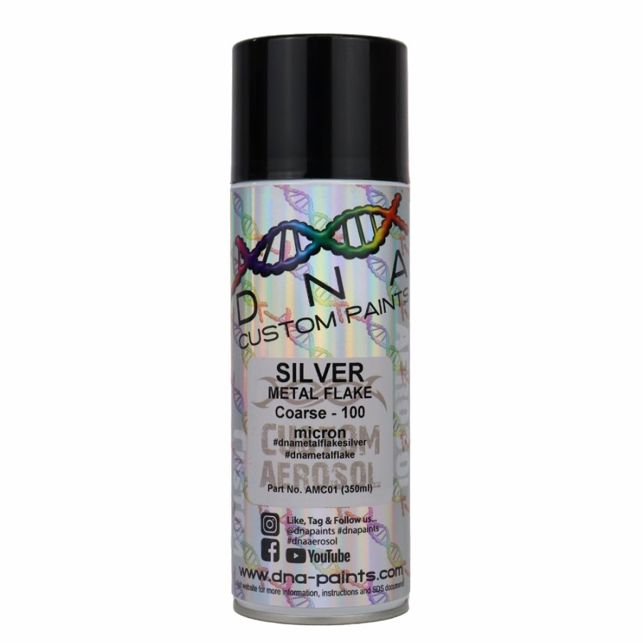 Paint DNA Paints Top Coats | Dna Paints Metal Flake 350Ml Aerosol Silver Coarse - 100 Micron