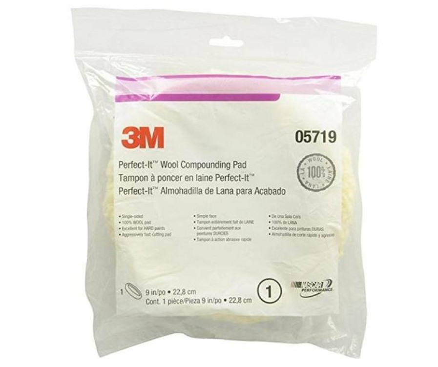 Car Care 3M Cutting Pads | 3M Perfect-It 100% Wool Buffing Compounding Pad Single Sided 05719 8Inch