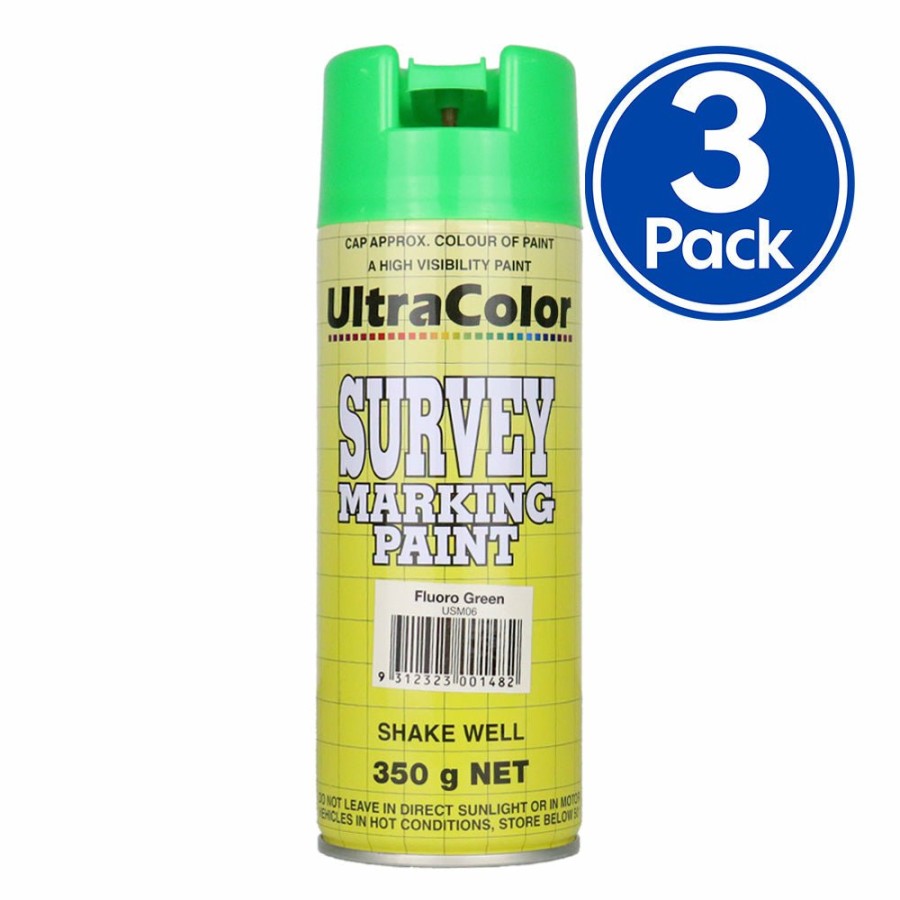 Paint UltraColor Linemarking | Ultracolor Survey Marking Paint Spot Marker Aerosol Can 350G Fluoro Green X 3