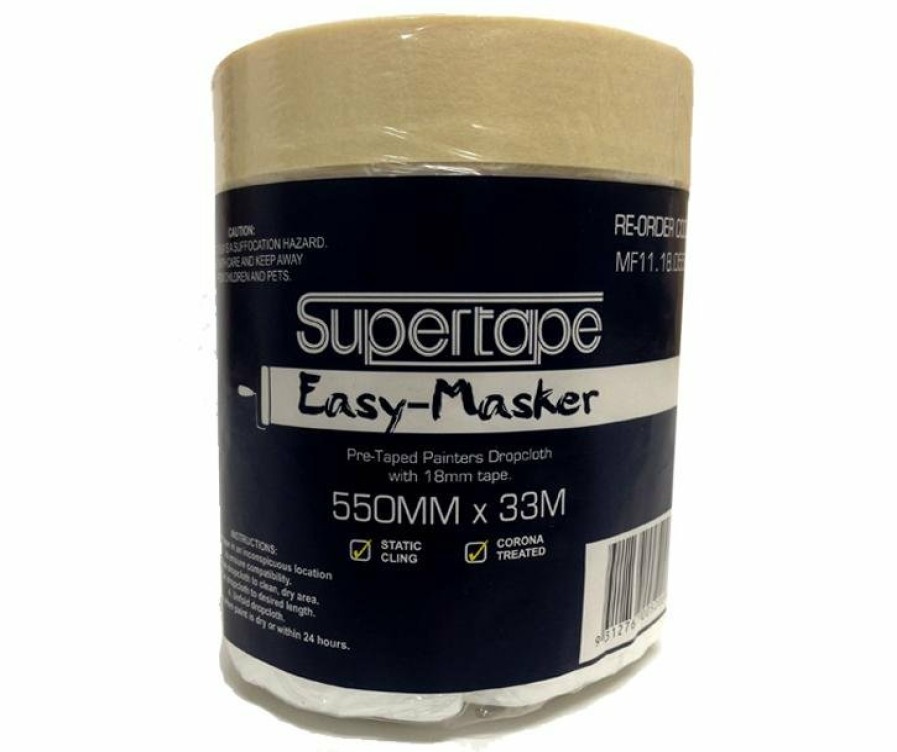 Prep & Repair Supertape Masking Plastic | Supertape Pre-Taped Painter'S Dropcloth With 18Mm Tape 550Mm X 33M