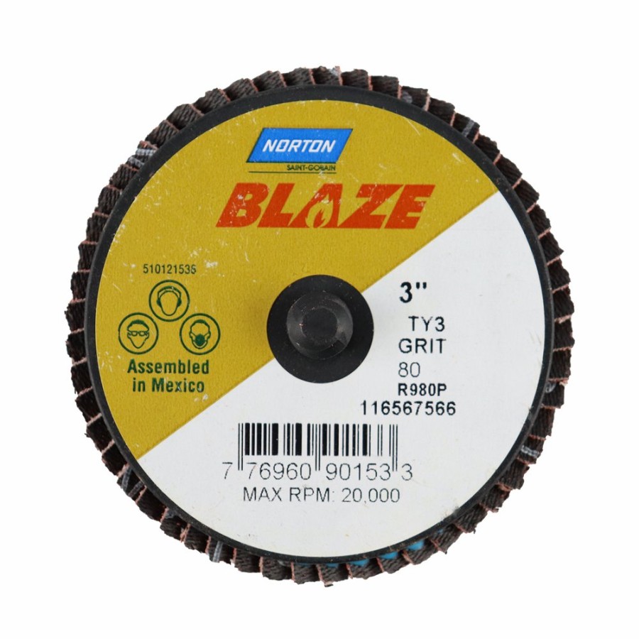 Cutting & Abrasives Norton | Norton Blaze R980P Quick Change Tr Mini Flap 75Mm 80 Grit - 10 Discs