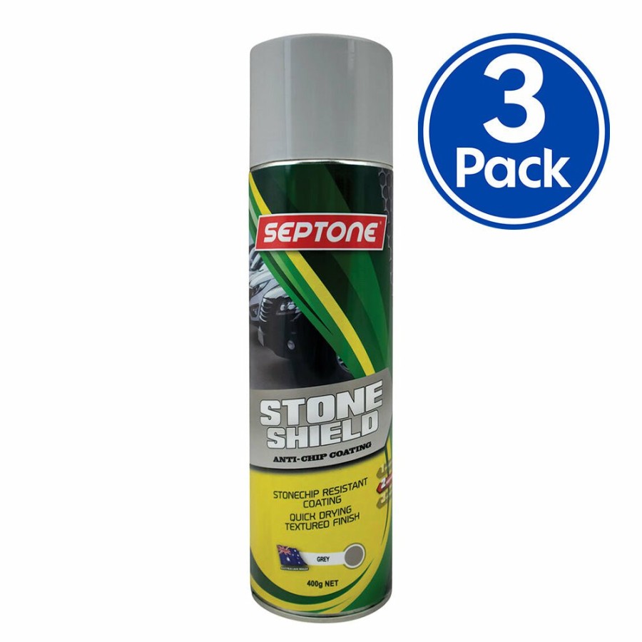 Paint Septone Chassis & Underbody | Septone Stoneshield Solvent Based Elasticised Coating 400G Aerosol Grey X 3 Pack