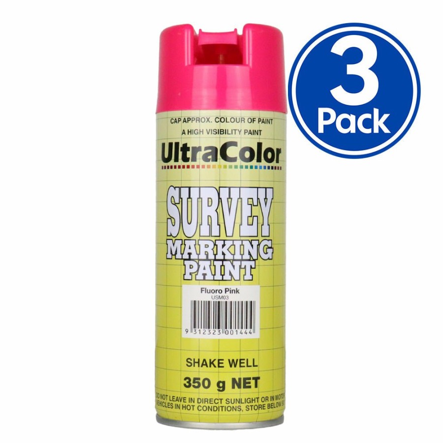 Paint UltraColor Linemarking | Ultracolor Survey Marking Paint Spot Marker Aerosol Can 350G Fluoro Pink X 3