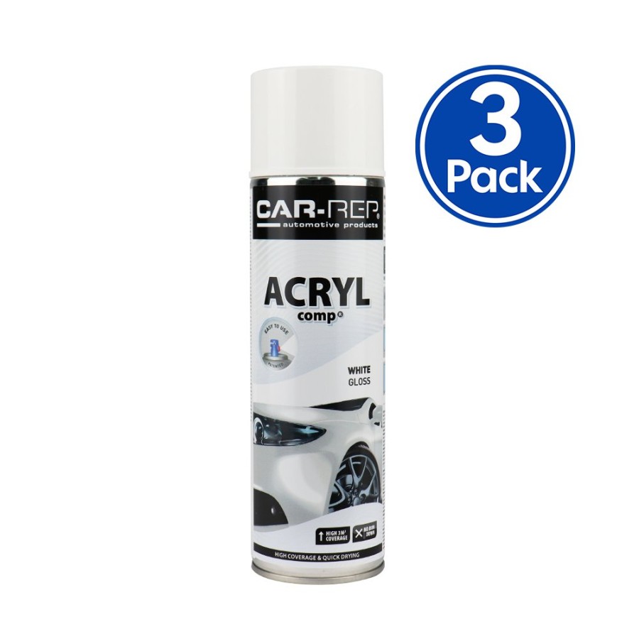 Paint Car-Rep Top Coats | Car-Rep Professional Automotive Gloss Acrylic Aerosol 500Ml White X 3 Pack