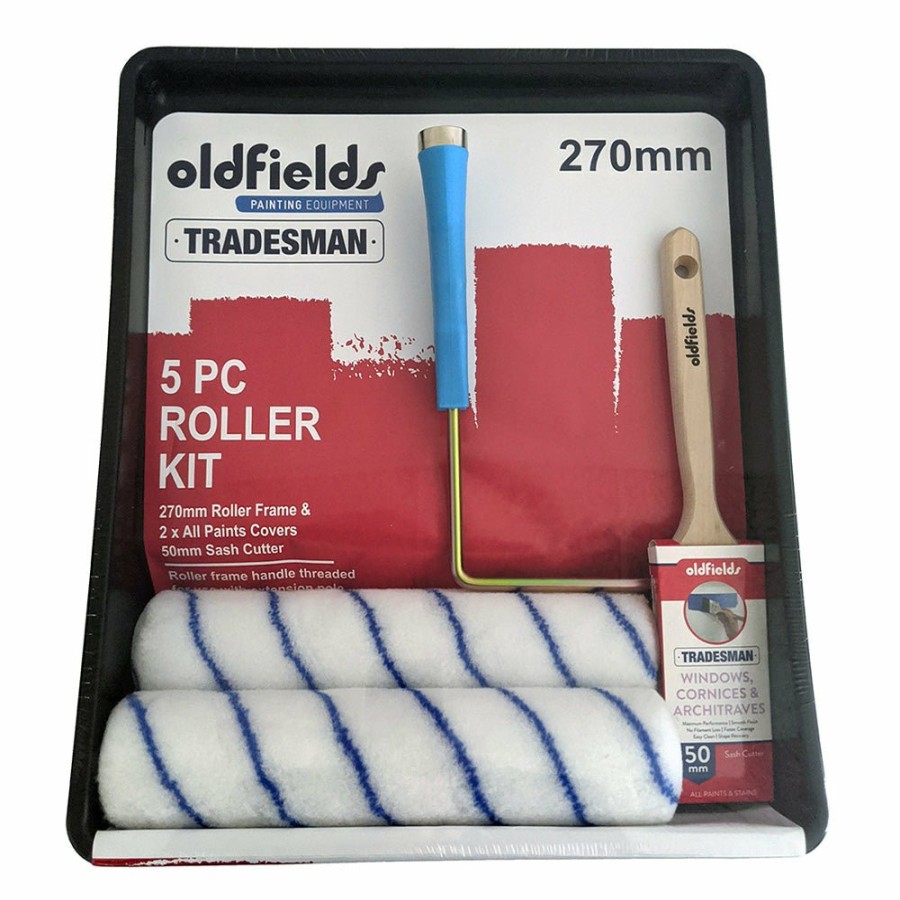 Painting Tools Oldfields | Oldfields Tradesman Paint Roller Kit 270Mm 5 Piece Trade Tray Brush All Paints