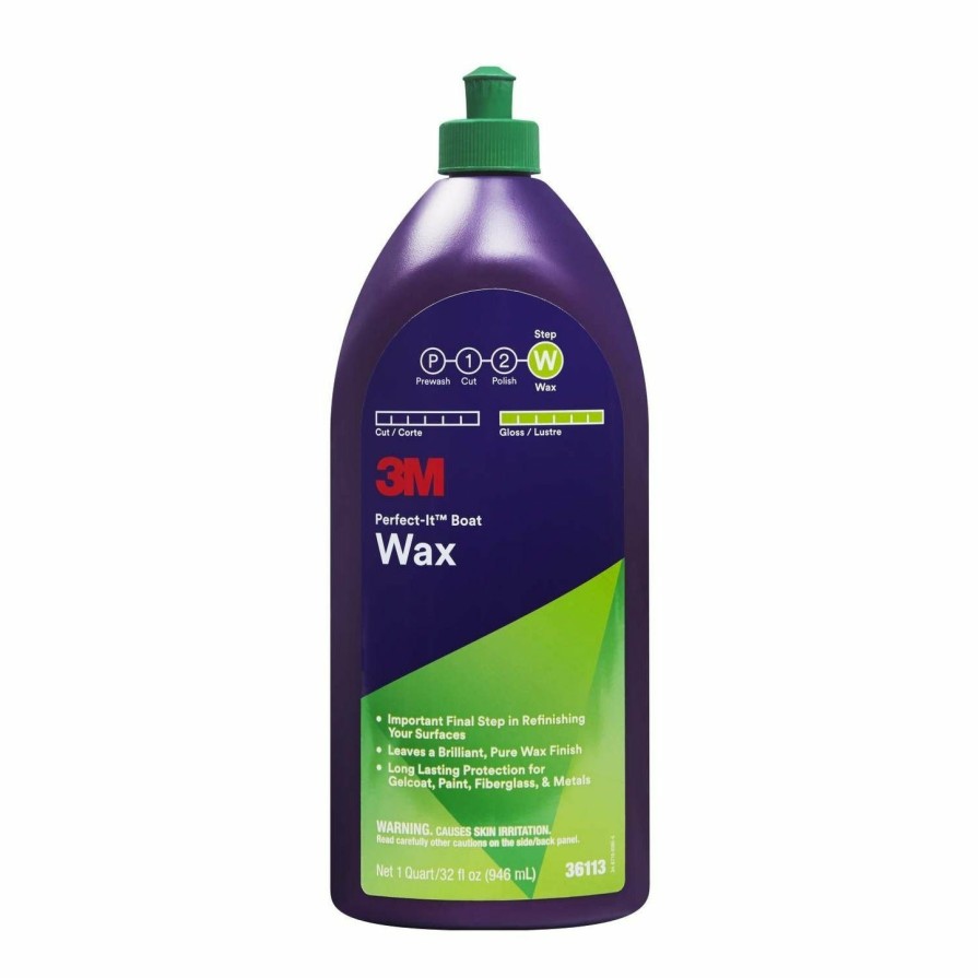 Boat Care 3M Wax | 3M Perfect-It Boat Wax 946Ml Gloss Carnauba Gelcoat Paint Fiberglass Metal 36113