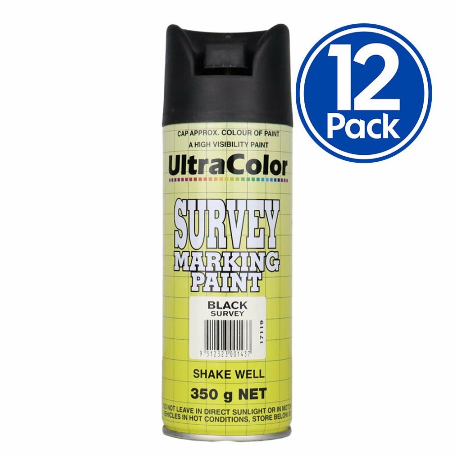 Paint UltraColor Linemarking | Ultracolor Survey Marking Paint Spot Marker Aerosol Can 350G Black X 12 Box