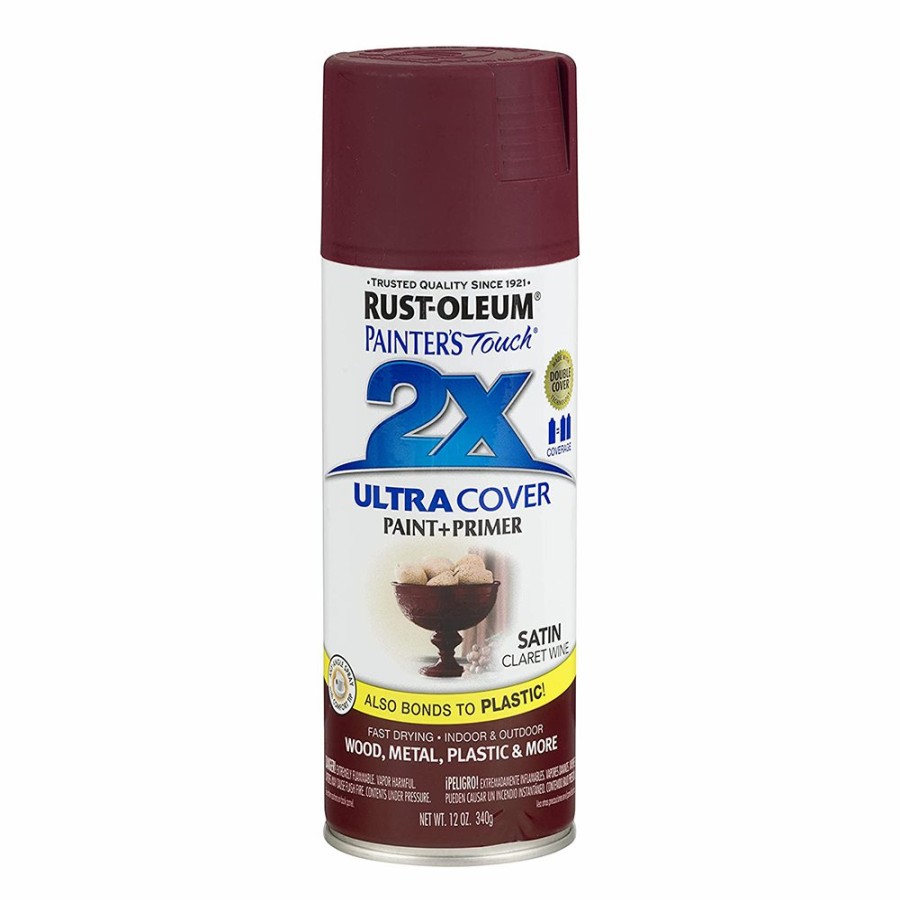 Paint Rust-Oleum Specialty | Rust-Oleum 2X Ultra Cover Satin Paint & Primer Spray Paint 340G Claret Wine