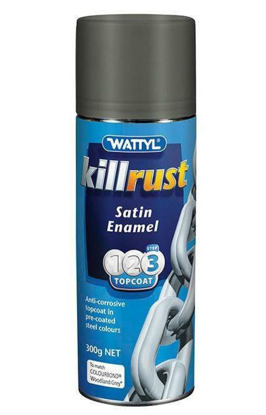 Paint Wattyl Exterior | Killrust Satin Enamel Aerosol Match Colorbond Steel Colour 300G Woodland Grey