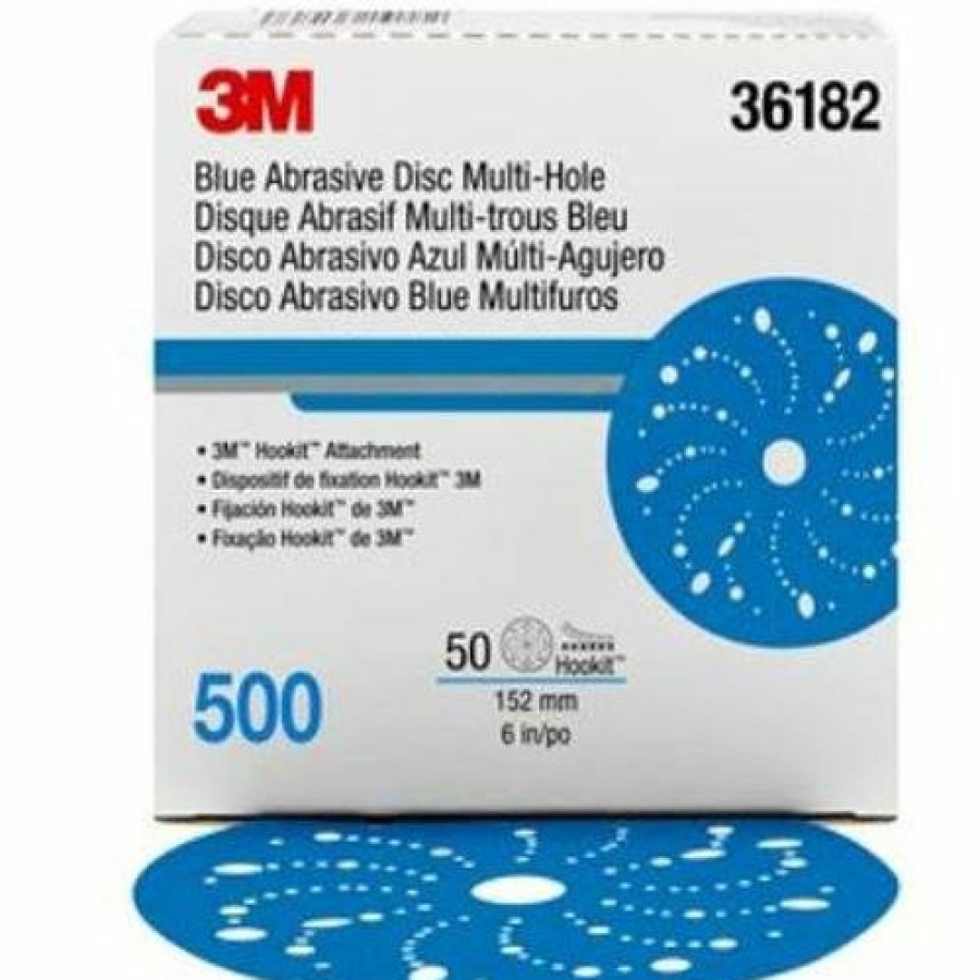 Cutting & Abrasives 3M Discs | 3M Hookit Blue Abrasive Disc Multi-Hole 6 Inch 152Mm 500 Grade 36182 - 50 Pack