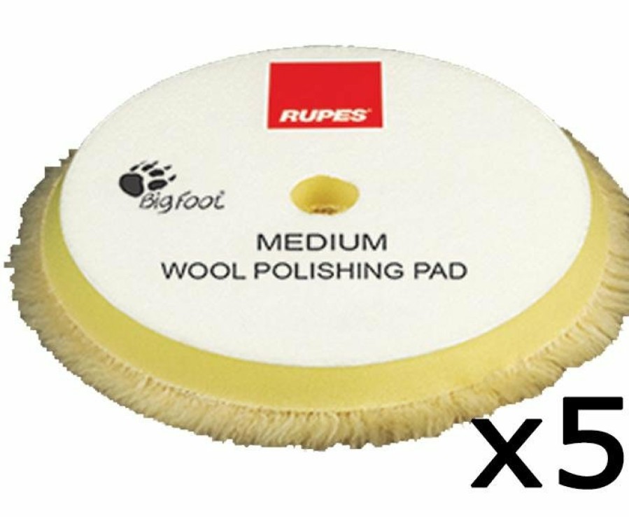 Car Care Rupes Polishing Pads | Rupes Bigfoot 180Mm New Wool Medium Yellow Polishing Pad 9.Bw180M Box Of 5