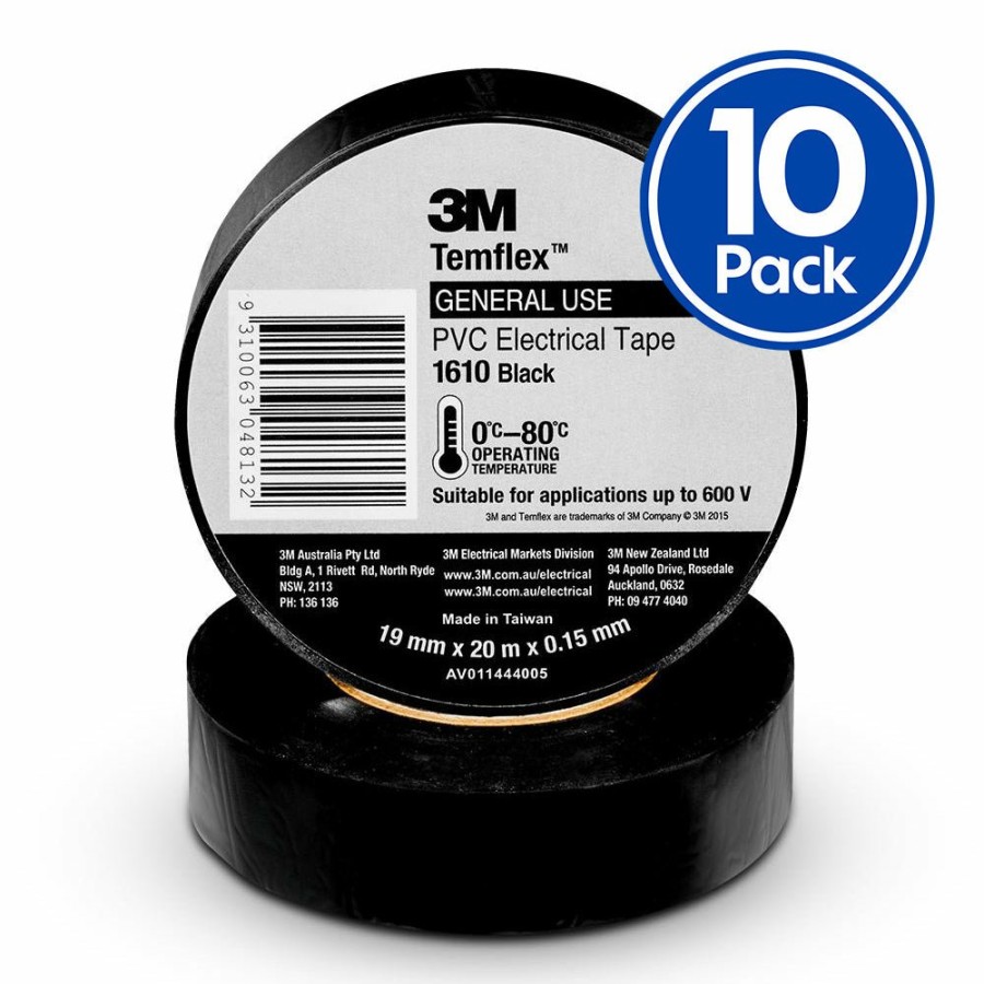 Prep & Repair 3M Other | 3M Temflex 1610 General Purpose Vinyl Electrical Tape 19Mm X 20M Black X 10 Pack