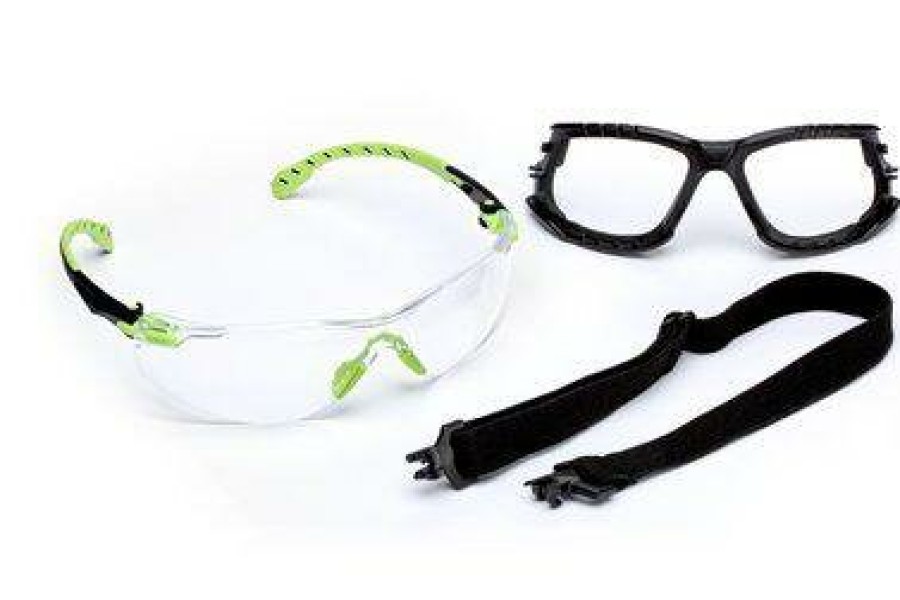 Safety 3M Safety Glasses | 3M Solus 1000-Series Safety Glasses S1201Sgaf-Kt Foam Strap Green Black Clear