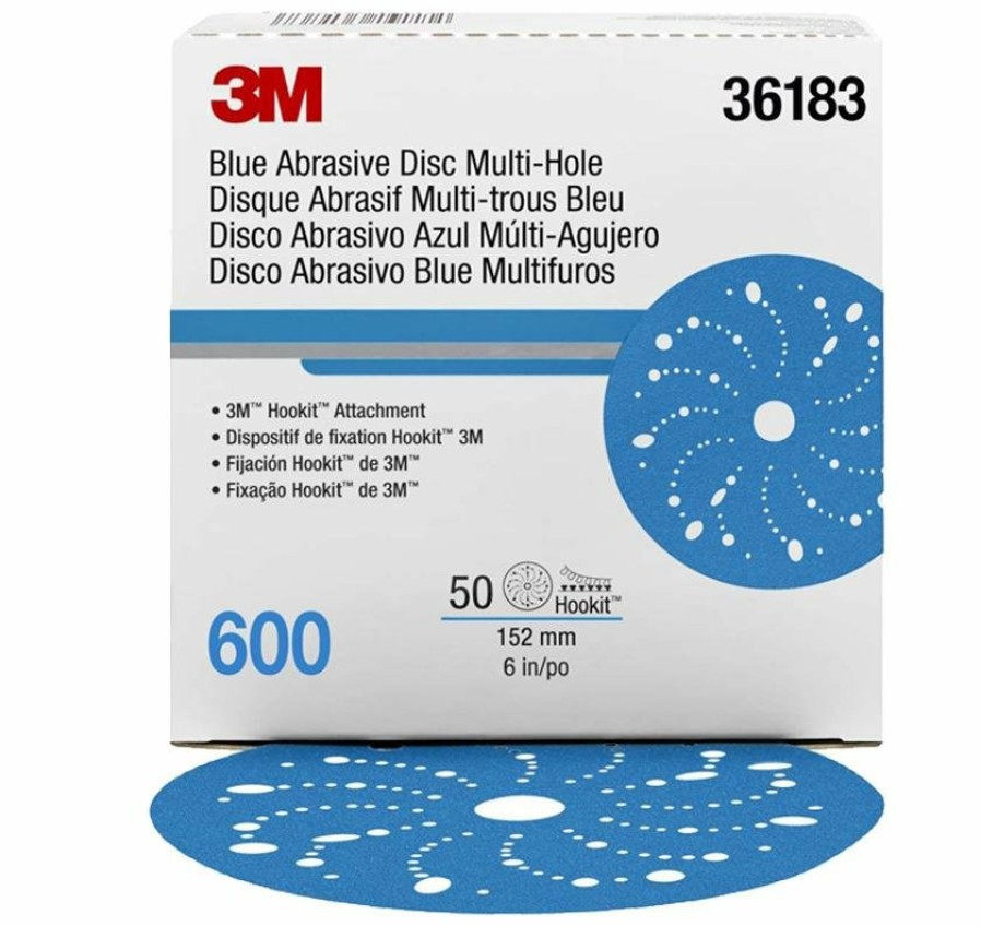 Cutting & Abrasives 3M Discs | 3M Hookit Blue Abrasive Disc Multihole 6 Inch 150Mm 600G 36183 50Pack Sandpaper