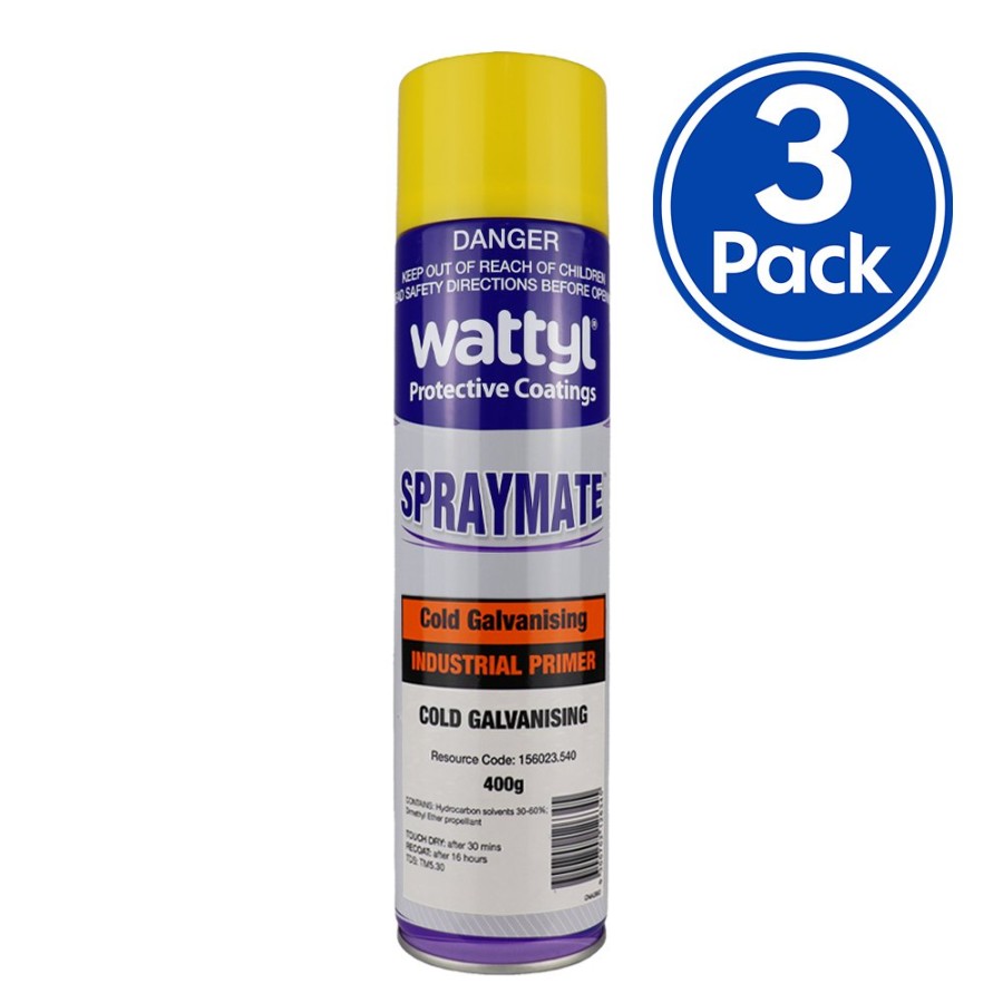 Paint Wattyl Primers & Undercoats | Wattyl Spraymate Industrial Cold Galvanising 1K Zinc Rich Metal Primer 400G Aerosol Grey X 3 Pack