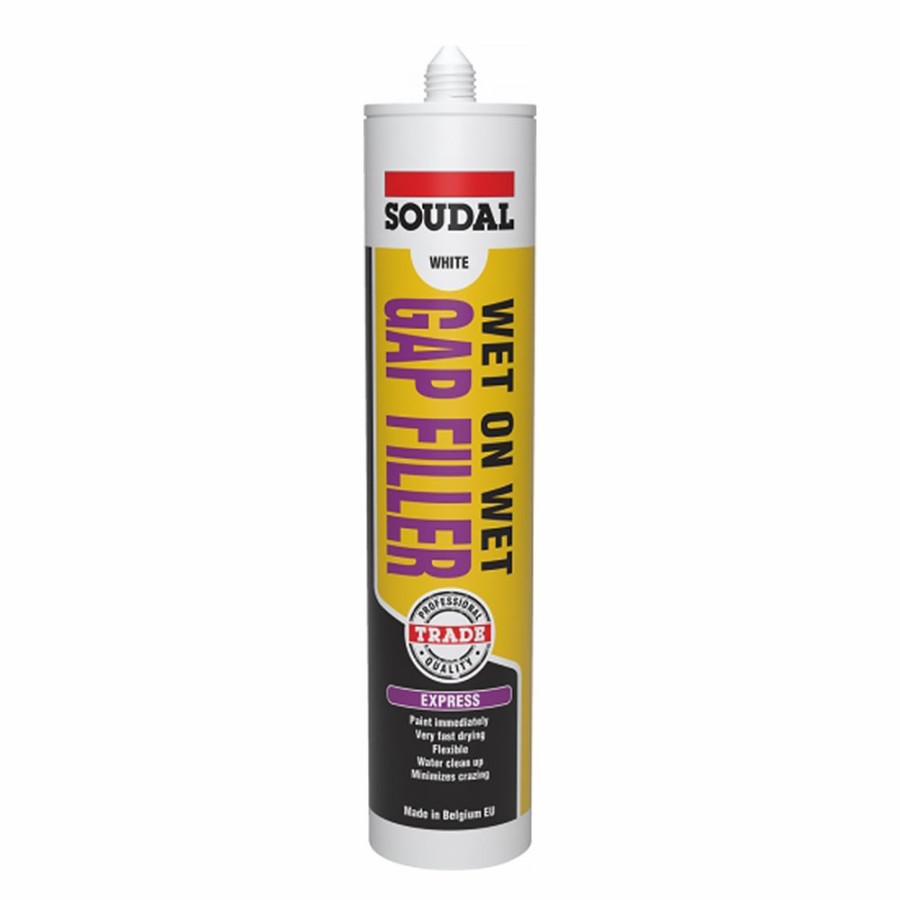 Adhesives & Sealants Soudal Sealants | Soudal Wet On Wet 1K Waterproof Gap Filler 300Ml Cartridge White Paintable