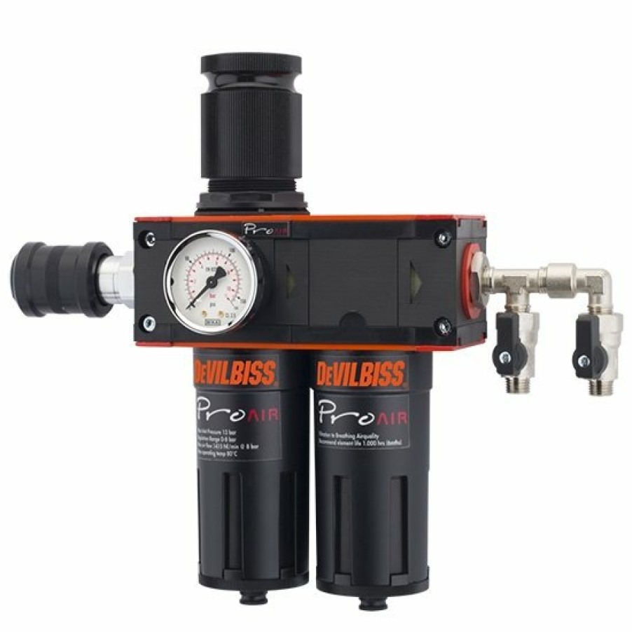 Spray Guns DeVilbiss Regulators & Gauges | Devilbiss Pro Air 2 Filter Regulator Coalescer With Activated Carbon Filter