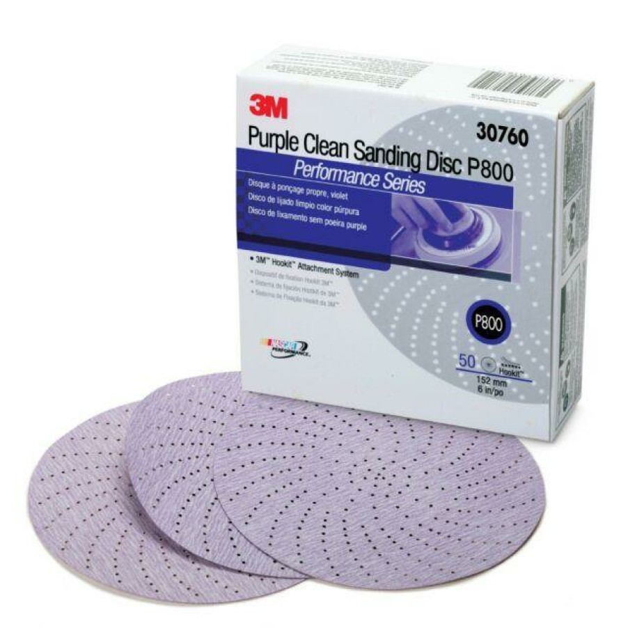 Cutting & Abrasives 3M Discs | 3M P800 Purple Clean Sanding Hookit Disc 152Mm 50 Pack 30760 334U