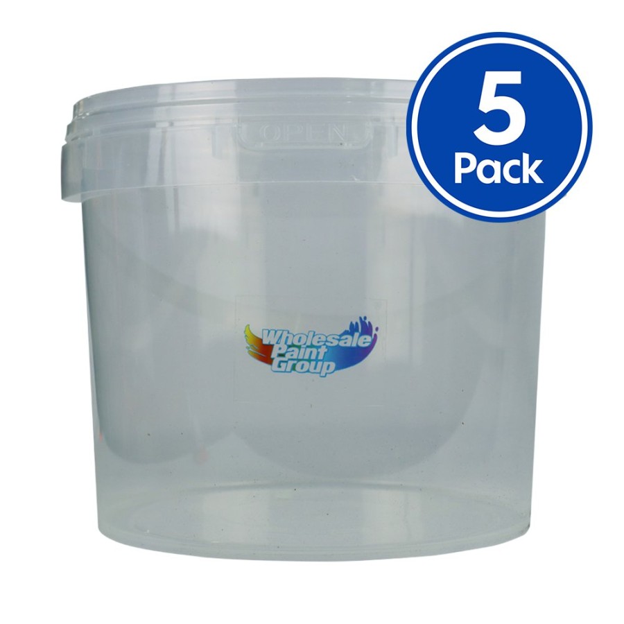 Painting Tools Wholesale Paint Group Measuring Cups | Wpg Clear Mixing Bucket With Lid 5L X 5 Pack