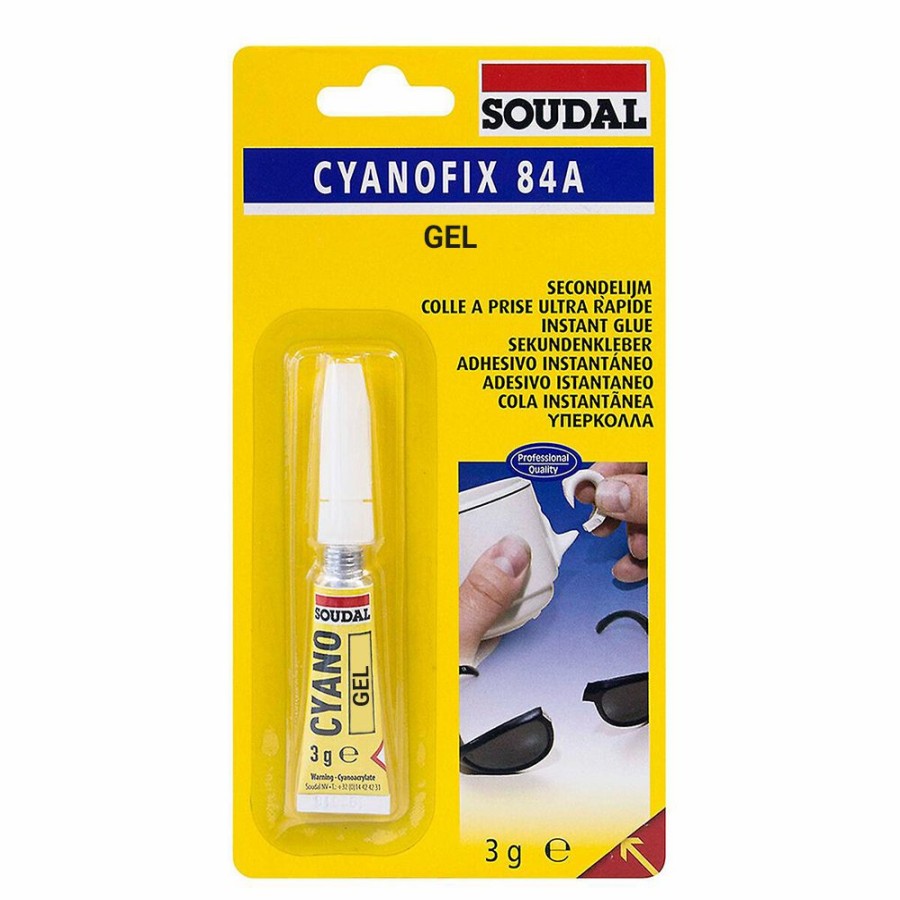 Adhesives & Sealants Soudal Tube Adhesives | Soudal Cyanofix 84A Gel Super Fast Solvent Free Instant Glue 3G Tube