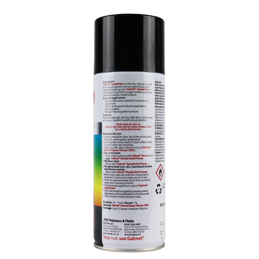 Paint Galmet Topcoats | Galmet® Quick Dry Enamel Topcoat 350G Matt Black