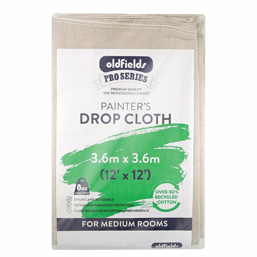 Painting Tools Oldfields | Oldfields Pro Series Heavy Duty Drop Sheet Cloth 12' X 12' 3.6M X 3.6M Cotton