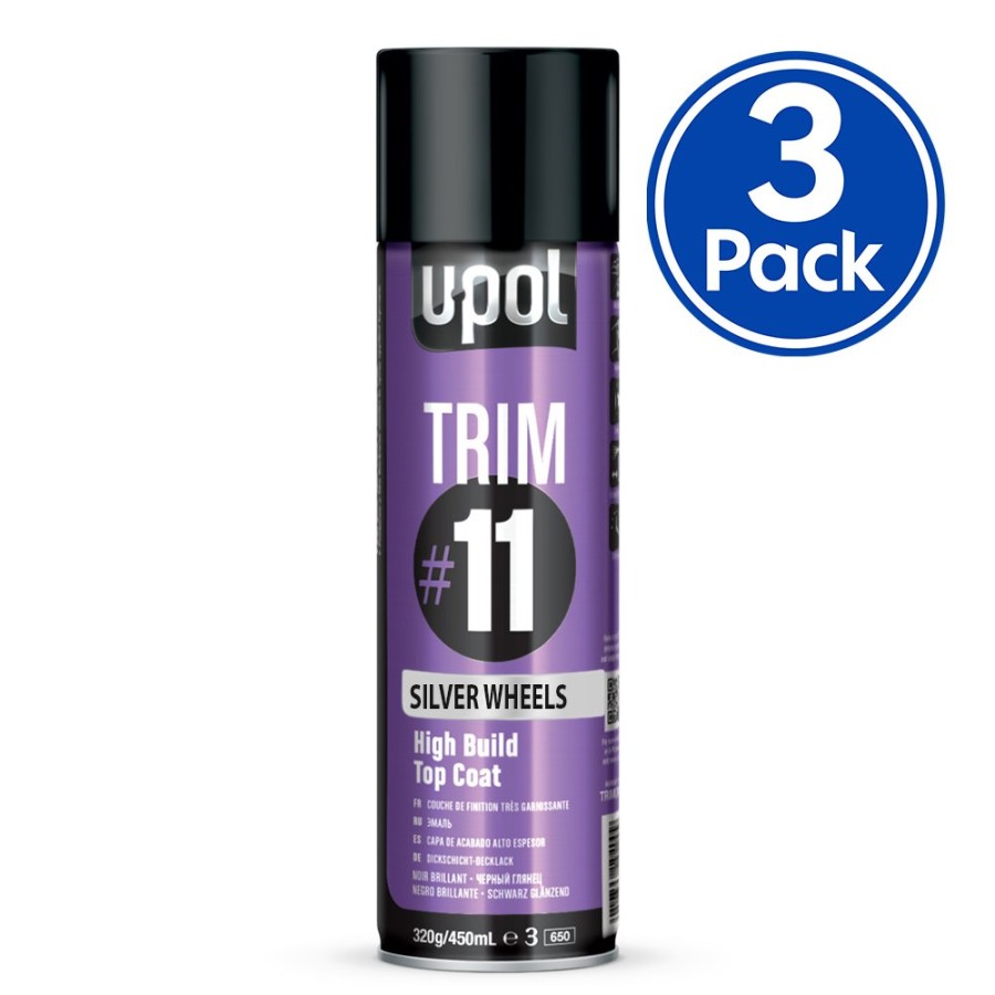 Paint U-POL Bumper & Trim | U-Pol Trim #11 High Build Top Coat 450Ml Silver Wheels (Dark) X 3 Pack