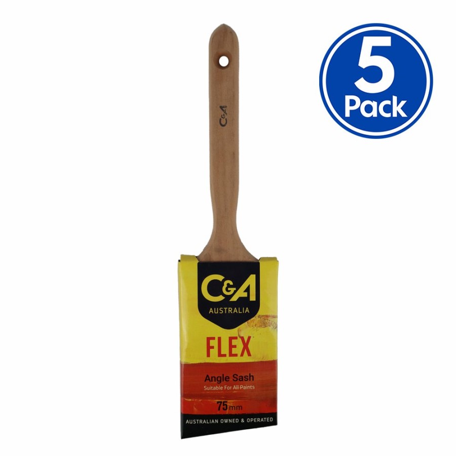 Painting Tools C u0026 A Brushware | C&A Brushware Flex Angled Sash Brush 75Mm X 5 Pack Interior Exterior Trade