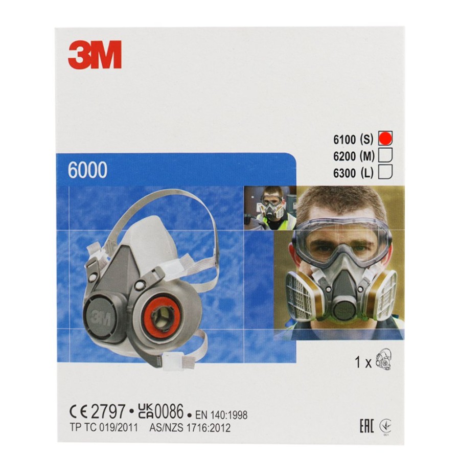 Safety 3M Respirators | 3M Reusable Half Face Respirator Mask 6100 Small