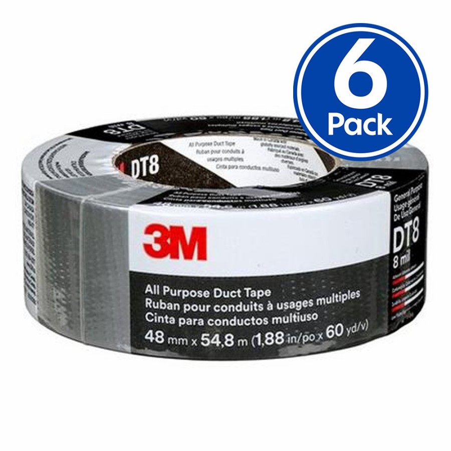 Prep & Repair 3M Duct Tape | 3M Dt8 All Purpose Light Duty Duct Tape 48Mm X 22.9M Black X 6 Pack