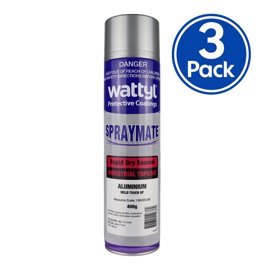 Paint Wattyl Topcoats | Wattyl Spraymate Quick Dry Topcoat 400G Aerosol Aluminum Silver X 3 Pack