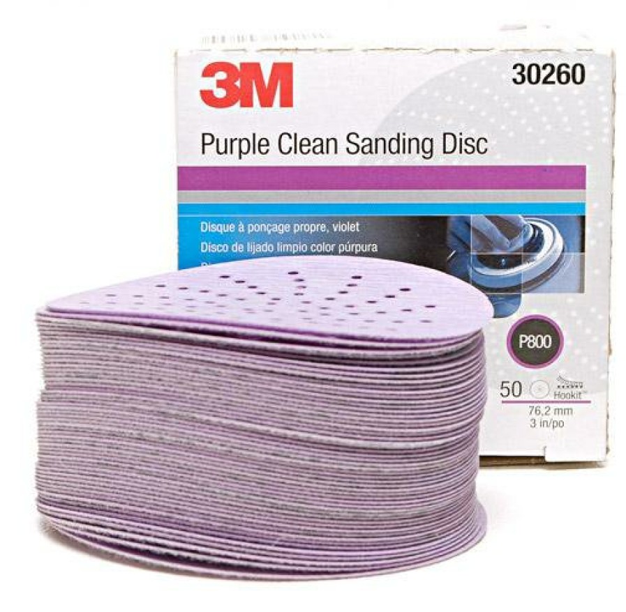 Cutting & Abrasives 3M Discs | 3M 30260 Purple Clean Sanding Hookit Disc 3'' 76Mm Grit P800 Box Of 50 Marine