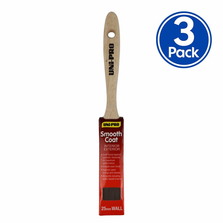 Painting Tools Uni-Pro | Uni-Pro Smooth Coat Brush 25Mm X 3 Pack Interior Exterior Trade