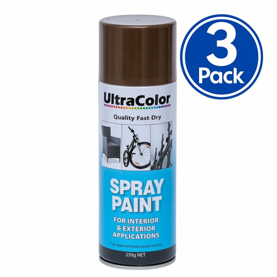 Paint UltraColor Topcoats | Ultracolor Spray Paint Fast Drying Interior Exterior 250G Mission Brown X 3 Cans