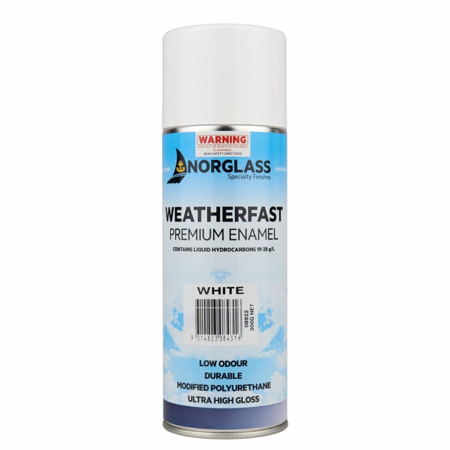 Paint Norglass Topcoats | Norglass Marine Weatherfast White Premium Enamel Aerosol 300G High Gloss