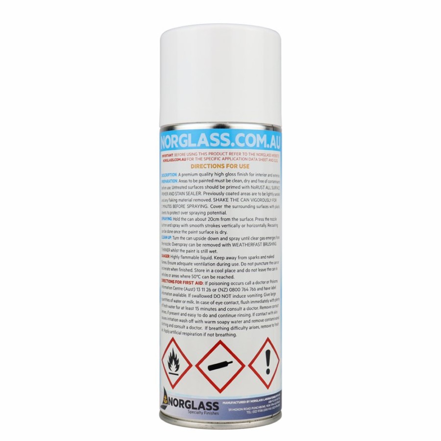 Paint Norglass Topcoats | Norglass Marine Weatherfast White Premium Enamel Aerosol 300G High Gloss