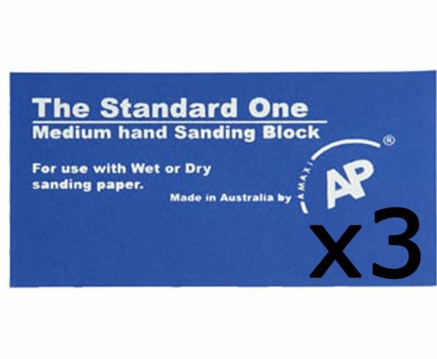 Cutting & Abrasives Amaxi Blocks | Amaxi The Standard One Medium Rubber Hand Sanding Block 3 Pack