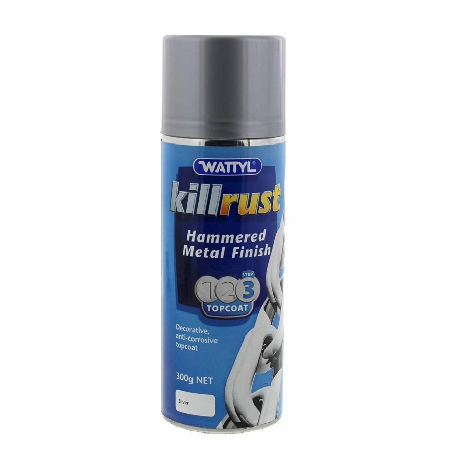 Paint Wattyl Exterior | Wattyl Killrust Hammered Finish Silver Spray Paint Can 300G Hammertone