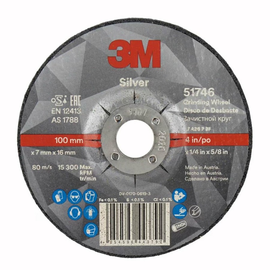 Cutting & Abrasives 3M | 3M 51746 Silver Depressed Centre Grinding Wheel 100X7X16Mm