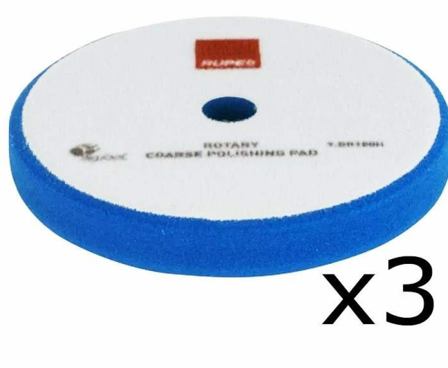 Car Care Rupes Cutting Pads | Rupes Bigfoot 9.Br200H Blue Rotary Coarse Polishing Pad 175/180Mm 3 Pack