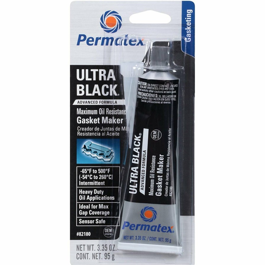 Adhesives & Sealants Permatex | Permatex Ultra Black Max Oil Resistance Rtv Silicone Gasket Maker Tube 95G