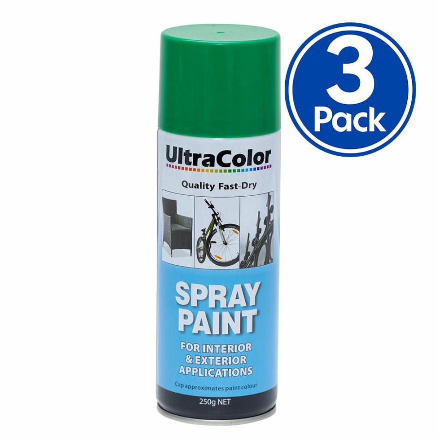 Paint UltraColor Topcoats | Ultracolor Spray Paint Fast Drying Interior Exterior 250G Emerald Green X 3 Cans