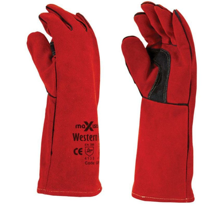 Safety Maxisafe Welding Gloves | Maxisafe Western Red Welding Gauntlet Safety Protection Gloves Pizza Oven