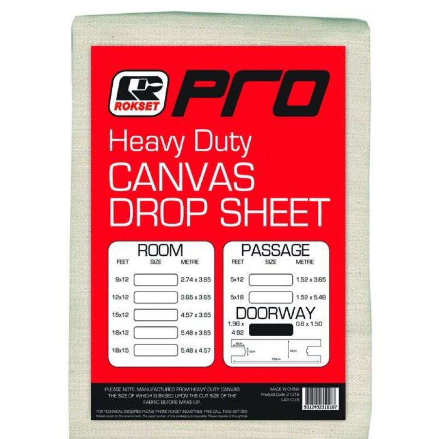 Painting Tools Rokset | Rokset Pro Heavy Duty Canvas Drop Sheet 12 X 15 Feet 3.65 X 4.57 Metres