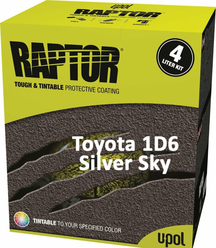 Paint U-POL Bedliner | U-Pol Raptor Tintable For Toyota 1D6 Silver Sky Protective Tub/Bed Liner Kit 4L